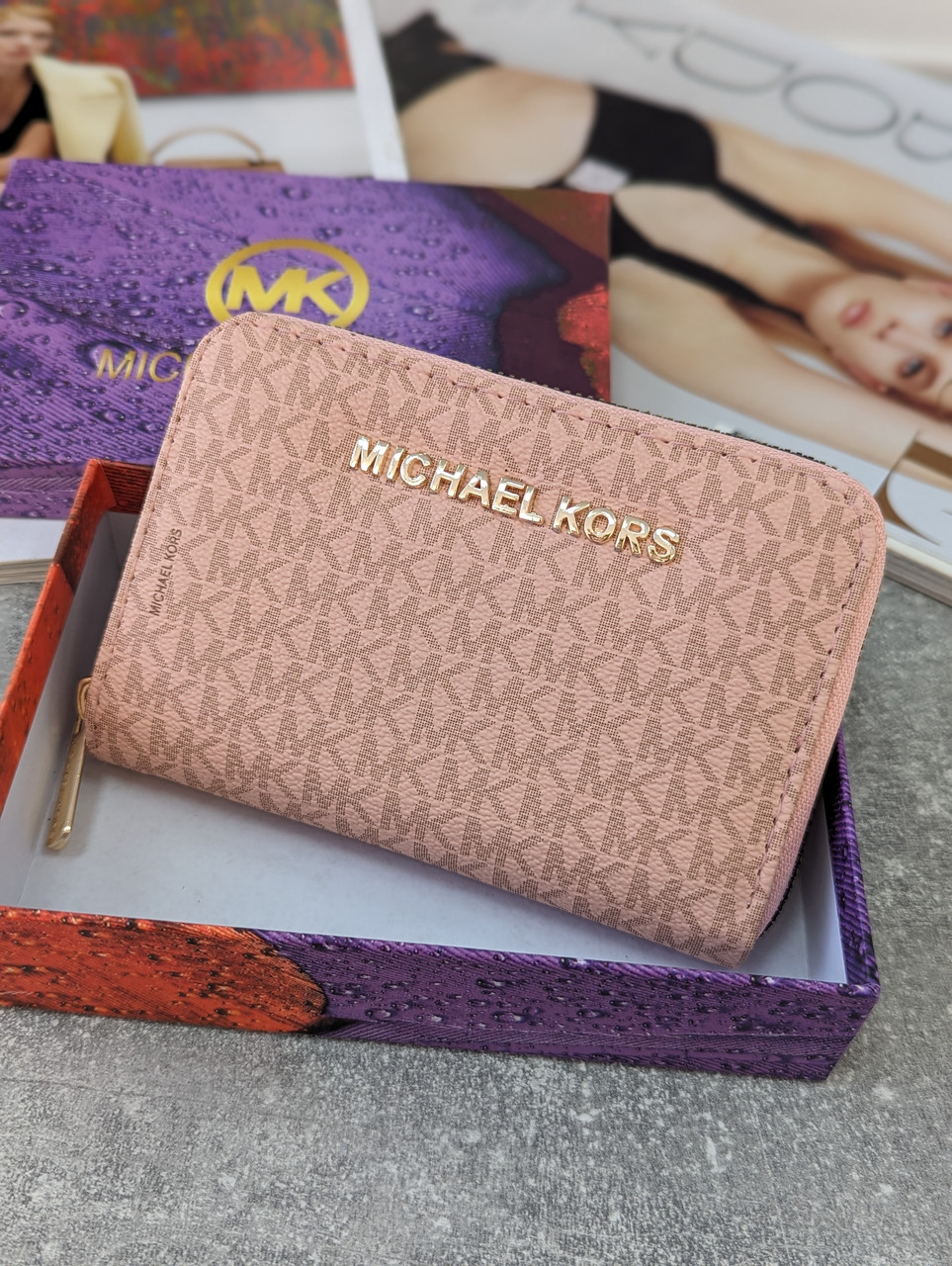 Жіночий гаманець Michael Kors пудровий маленький Майкл Корс, фото 1