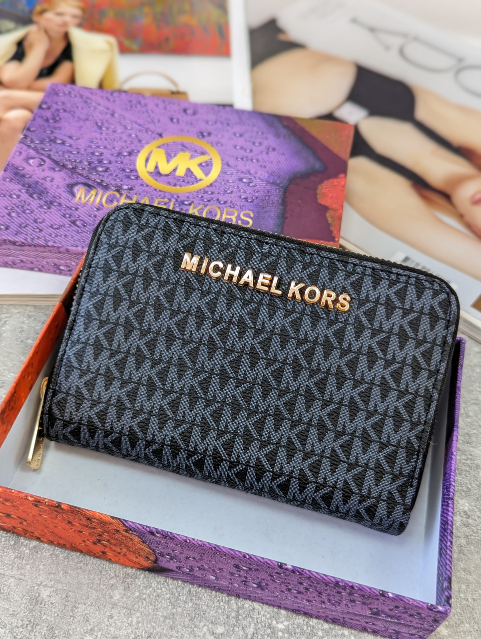 Жіночий гаманець Michael Kors синій маленький Майкл Корс