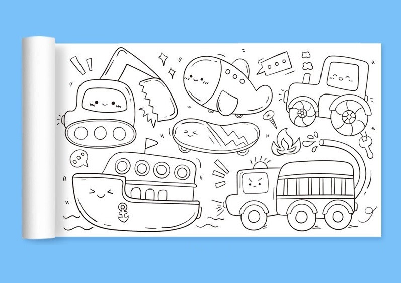 Велика розмальовка-рулон, 3 м* 30 см. Машинки