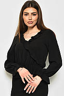 Блуза женская однотонная черного цвета с рюшами