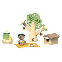 Деревянный набор Мишка и пчелы Hape E3415 фигурки животных и аксессуары, World-of-Toys