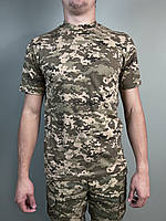 Тактическая футболка хлопок пиксель ЗСУ мужская армейская футболка камуфляжная Военная футболка