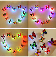 Бабочка декоративная со светодиодом на клеевой основе Цвет на выбор