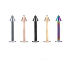 Лабрет для пірсингу. Прикраса для пірсингу язика, губи, вух сріблястий конус