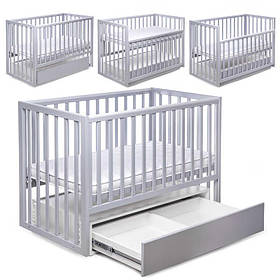 Ліжко для немовлят БУК "Чарівне" колір — сірий, з шухлядою DS-402