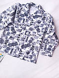 Сорочка на хлопчика на байці абстрактний принт Babytex Сіра, фото 3