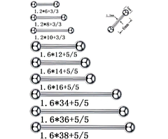 Прикраса для пірсингу язика. Сережки, штанга в язик із кристалом мед сталь 1 шт.