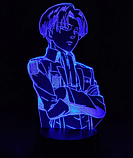 Акриловий 3D світильник - нічник Аніме Леві Аккерман (Levi Ackerman) Атака Титанів 7 кольорів регулювання сенсорної кнопкою, фото 3