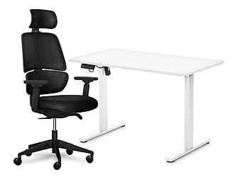 Mealux Комплект Mealux PowerDesk Lite White + Leo Air Plus Black (арт. EVO-201 Lite W/W +Y 546 KB)