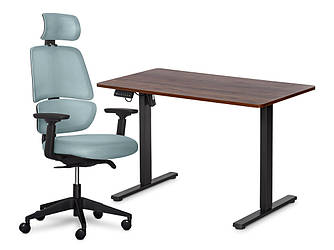 Mealux Комплект Mealux PowerDesk Lite Wood + Leo Air Plus Grey Blue (арт. EVO-201 Lite M/B +Y 546 KBGL)