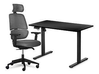 Mealux Комплект Mealux PowerDesk Lite Black + Leo Air Plus Grey (арт. EVO-201 Lite B/B +Y 546 KBG)