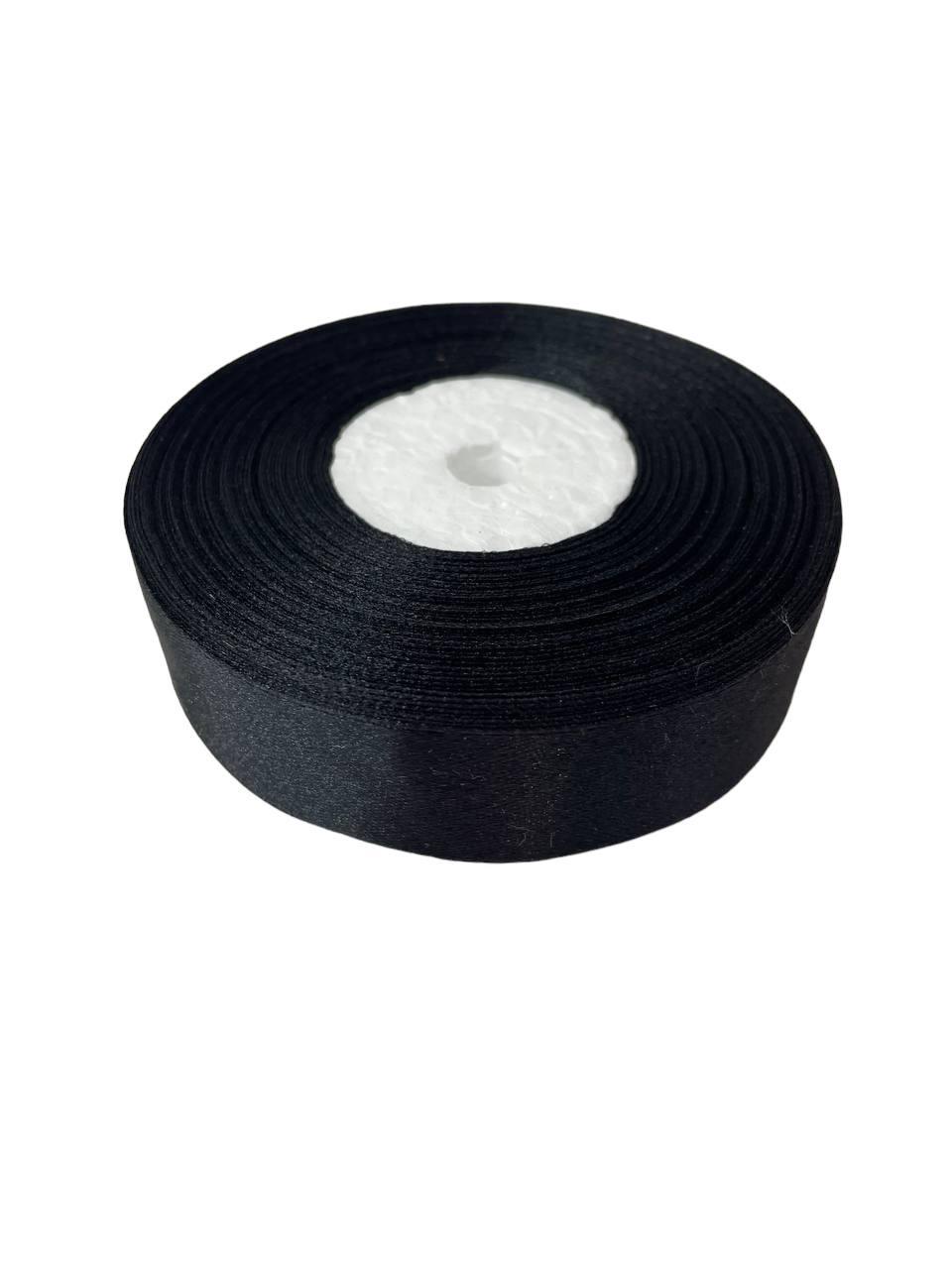 Стрічка атласна Чорна 2,5 см ширина 36 ярдів