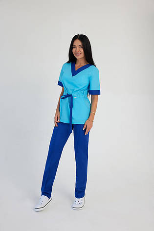 Жіночий медичний костюм Міра бірюзовий - Костюм косметолога - Костюм масажиста, фото 2