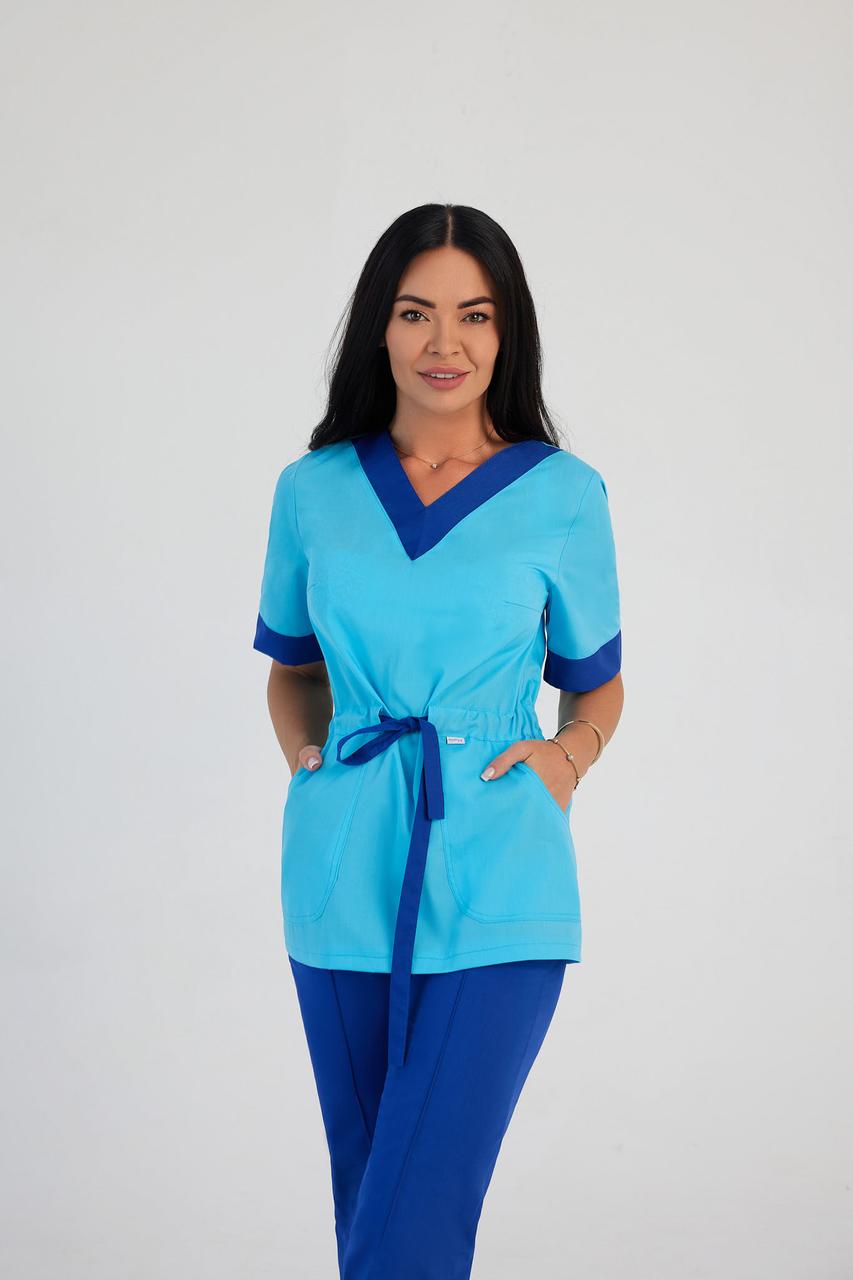 Жіночий медичний костюм Міра бірюзовий - Костюм косметолога - Костюм масажиста