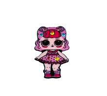 Серединка для бантика (пластиковий декор) 3,5 см Лол зі стразами (рожеві кудрі), шт, Різнокольоровий