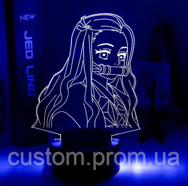 Акриловий 3D світильник - нічник Аніме Незуко Камадо 7 кольорів регулювання сенсорної кнопкою