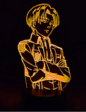 Акриловий 3D світильник - нічник Аніме Леві Аккерман (Levi Ackerman) Атака Титанів 16 кольорів + пульт, фото 2