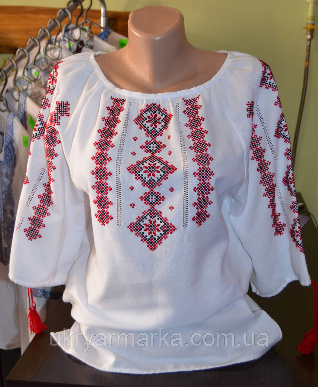 Вишита сорочка "Ромби"  червона