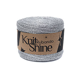 Трикотажний плоский шнур Knit Shine Rubando, колір Срібло