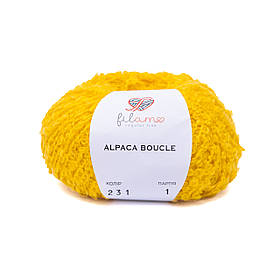 Напіввовняна букльована пряжа Filamo Alpaca Boucle, колір Жовтий