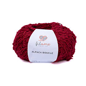 Напіввовняна букльована пряжа Filamo Alpaca Boucle, колір Бордовий