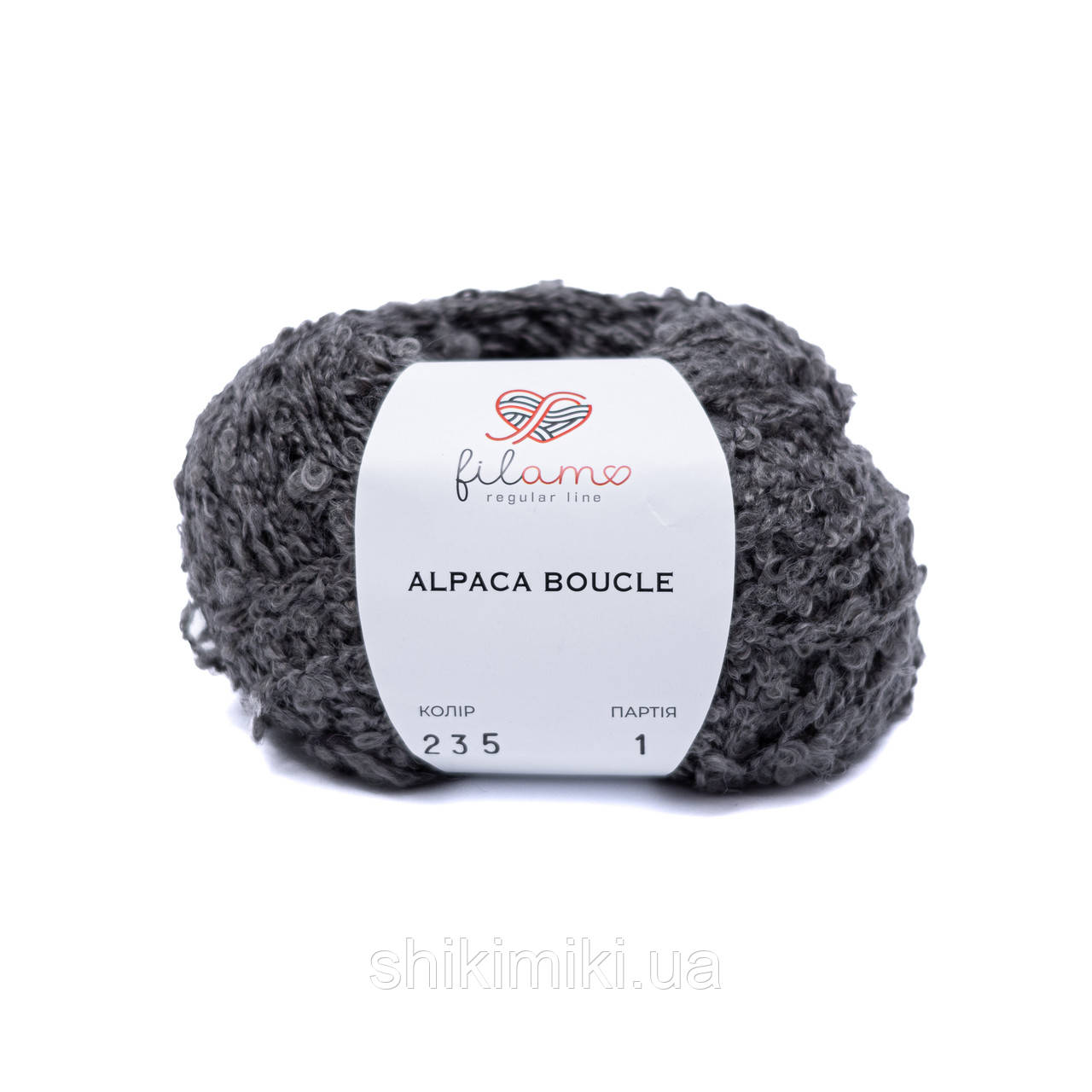 Напіввовняна букльована пряжа Filamo Alpaca Boucle, колір Графітовий, фото 1