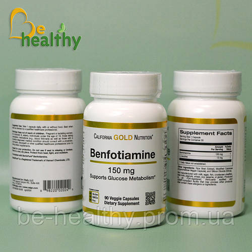 Бенфотиамин, 150 мг, California Gold Nutrition, 90 растительных капсул ...