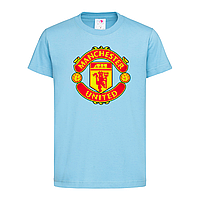 Голубая детская футболка Manchester United Logo (17-3-1-блакитний)