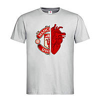 Светло-серая мужская/унисекс футболка Прикольная Manchester United (17-3-2-світло-сірий меланж)
