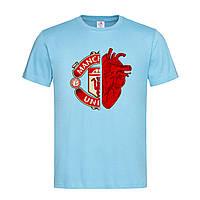 Голубая мужская/унисекс футболка Прикольная Manchester United (17-3-2-блакитний)
