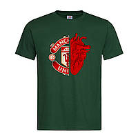 Темно-зеленая мужская/унисекс футболка Прикольная Manchester United (17-3-2-темно-зелений)