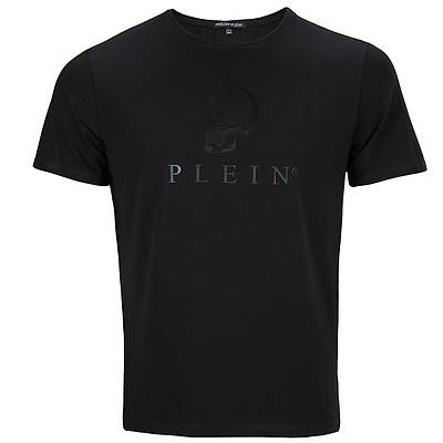 Футболка чоловіча чорна з принтом череп Philipp Plein, преміум-якості