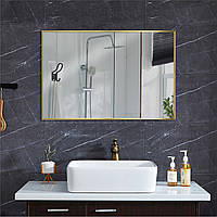 Зеркало в алюминиевой раме для ванной комнаты золото