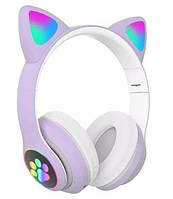 Навушники безпровідні Bluetooth Cat Ear VZV-23M 7695 400мАч з підсвічуванням purple