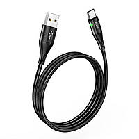 Кабель зарядки и передачи данных с индикатором Hoco U93 USB to USB Type-C , 2.4A, 1.2 м nylon, aluminum light