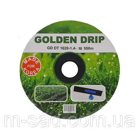 Стрічка крапельна 8 mil крок 10 см бухта 500 метрів емітерна GOLDEN DRIP, фото 2