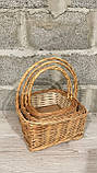 Набір кошиків з лози натуральний Квадрат, фото 3