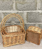 Набір кошиків з лози натуральний Квадрат, фото 4
