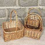 Набір кошиків з лози натуральний Квадрат, фото 8