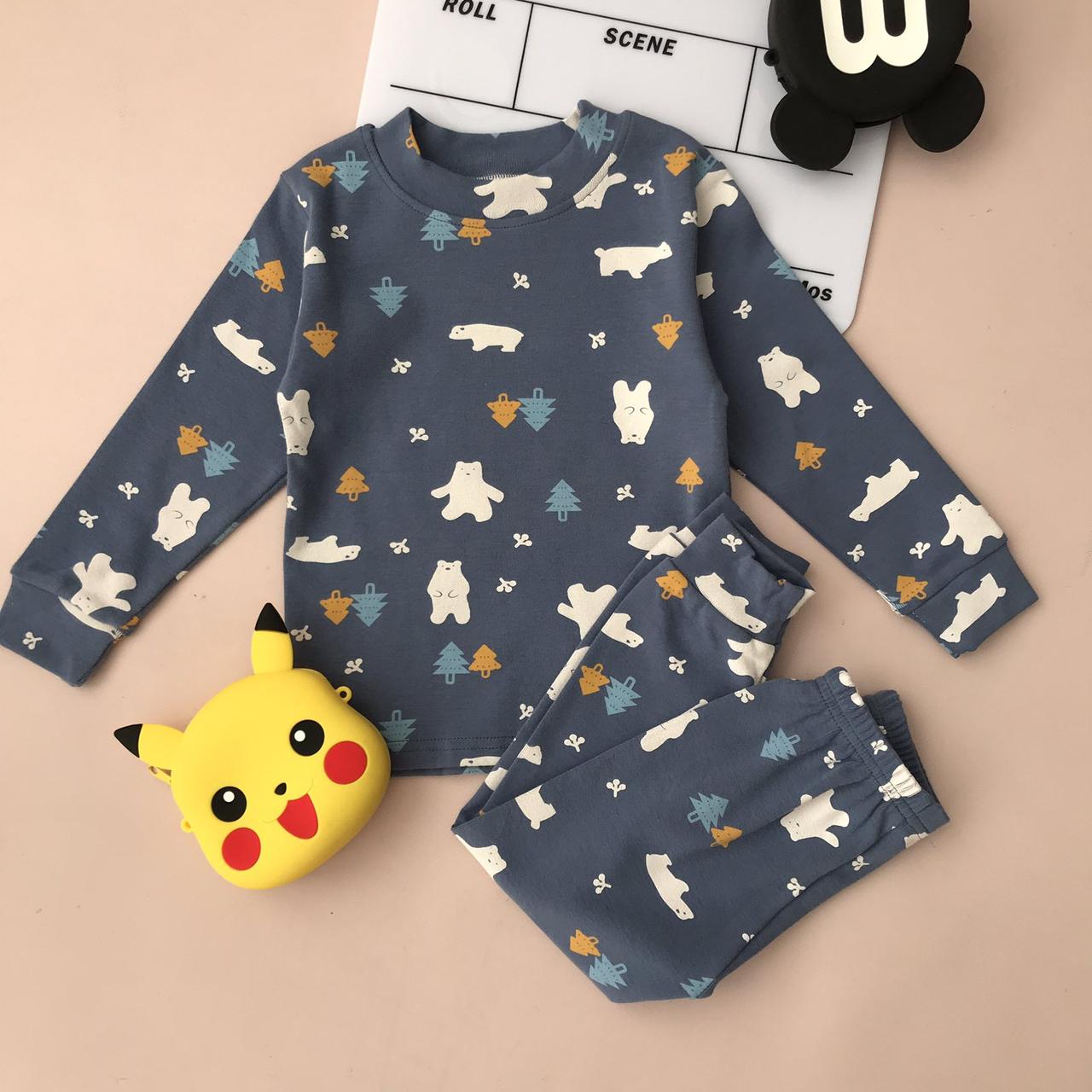 Піжама для хлопчика з ведмедиками з ялинками Синя 46021, 28, Синій, Для хлопчиків, Весна Осінь, 80, фото 1