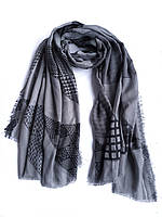 Шарф-палантин жіночий з принтом весна-осінь Без бренду 184х112 см Сірий з чорним