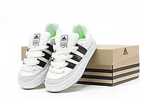 Женские кроссовки Adidas Adimatic White Black Grey (бело-серо-черные) красивые стильные замшевые кеды Y14556