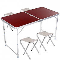 Столик для пикника складной с 4 стульями Folding Table brow 120x60 см