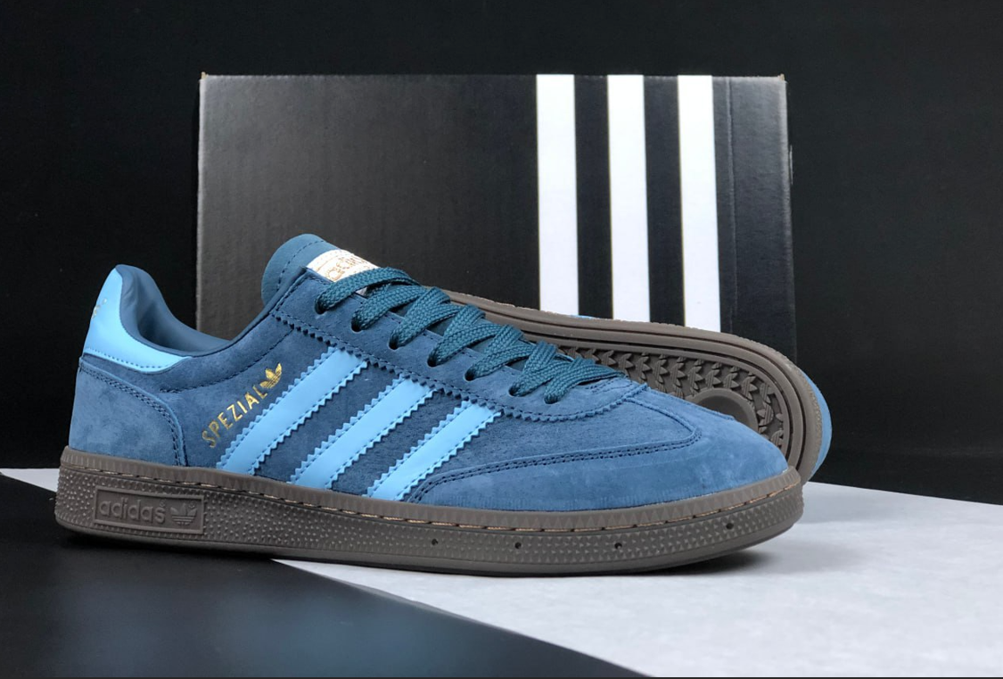 Чоловічі кросівки Adidas Handball Spezial Blue White Взуття Адідас Спеціал Спешл сині замшеві кеди низькі весна осінь повсякденні