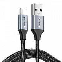 Кабель USB 2.0 AM-Type-C M UGREEN US288 2м 3A 18W Nickel Plating Aluminum Braid 60128 Черный UGR-60128