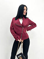 Стильная женская замшевая короткая весенняя куртка жакет, ветровка женская, жакет косуха искусственный замш