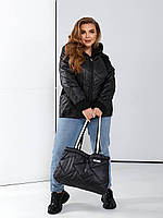 Женская демисезонная куртка+сумка черного цвета 26635 N 50/52