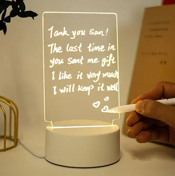 Світильник/нічник/планер/дошка "Для записів" 16*10 см живлення від USB з маркером (KG-11507)