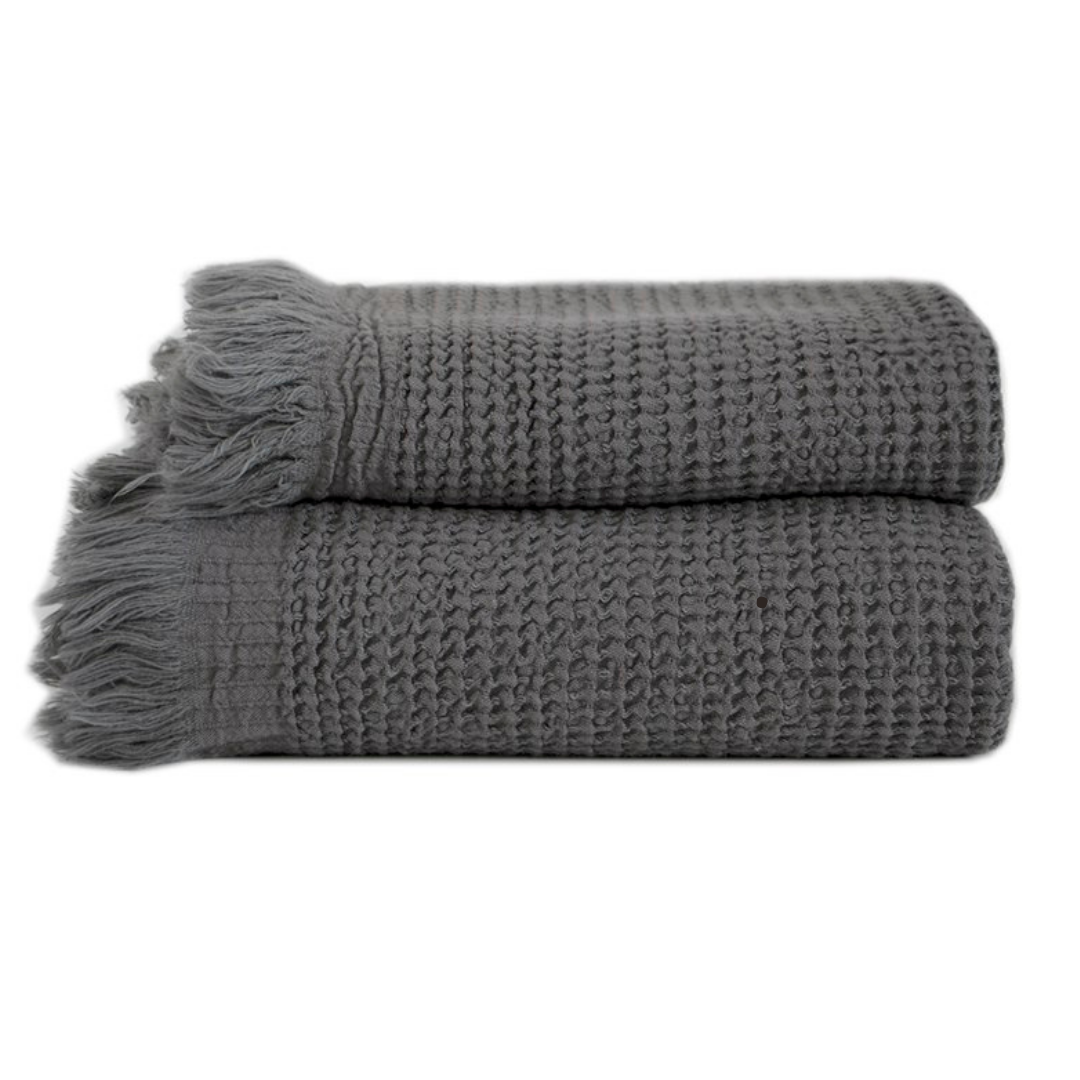 Набір рушників Premium Waffle Antrasit антрацит 50*100+90*170 см, фото 1