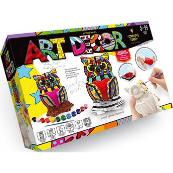 Набір для гіпсової заливки ART DECOR, гіпсові фігурки для розфарбовування ТМ Danko Toys Сова